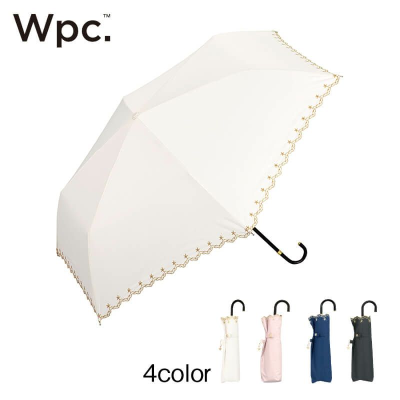 Wpc.折りたたみ日傘 遮光星柄スカラップmini 全色