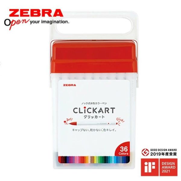 ZEBRA/ゼブラ ノック式水性カラーペン クリッカート 36色セット 